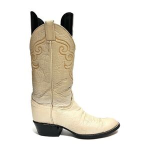 TONY LAMA | Vintage 1970s mens ivory leather western style mid calf cowboy boots